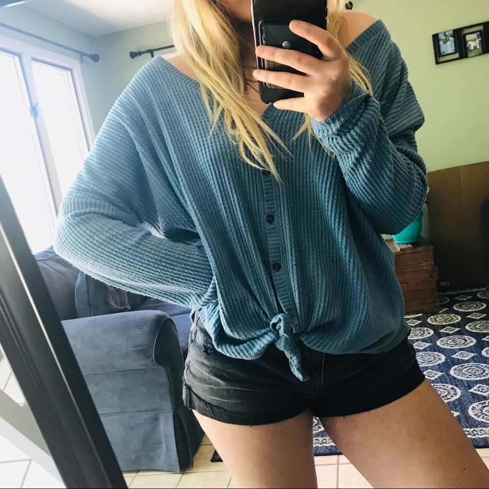 Tie Front Button Sweater